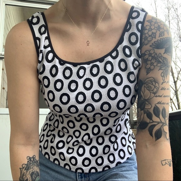 Vintage 90s Circle Pattern Knit Tank Top - Picture 2 of 3